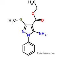 Molecular Structure of 1017785-53-3 (1H-Pyrazole-4-carboxylic acid, 5-amino-3-(methylthio)-1-phenyl-, ethyl ester)